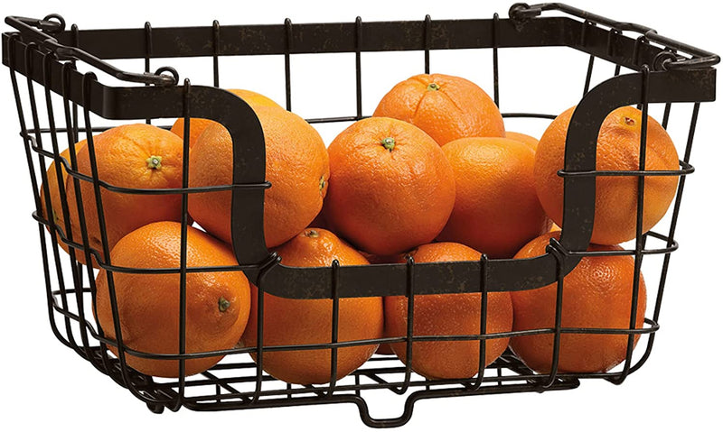 Gourmet Basics by Mikasa General Store Stacking/Nesting Metal Basket, Antique Black -