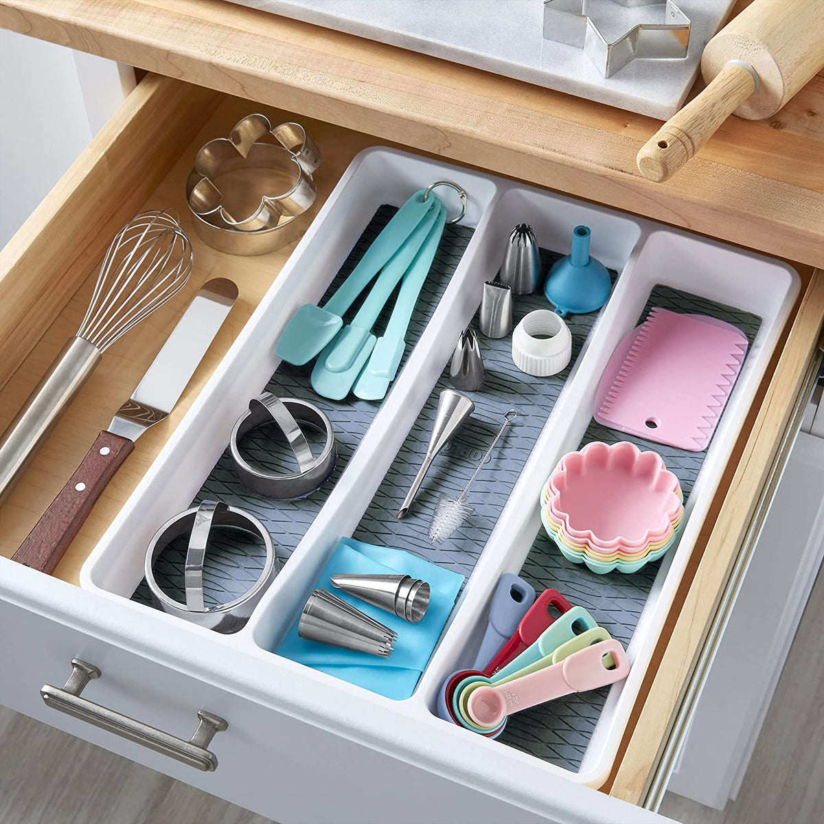 Copco Basics 3 Compartment Drawer Organizer, Faded Denim