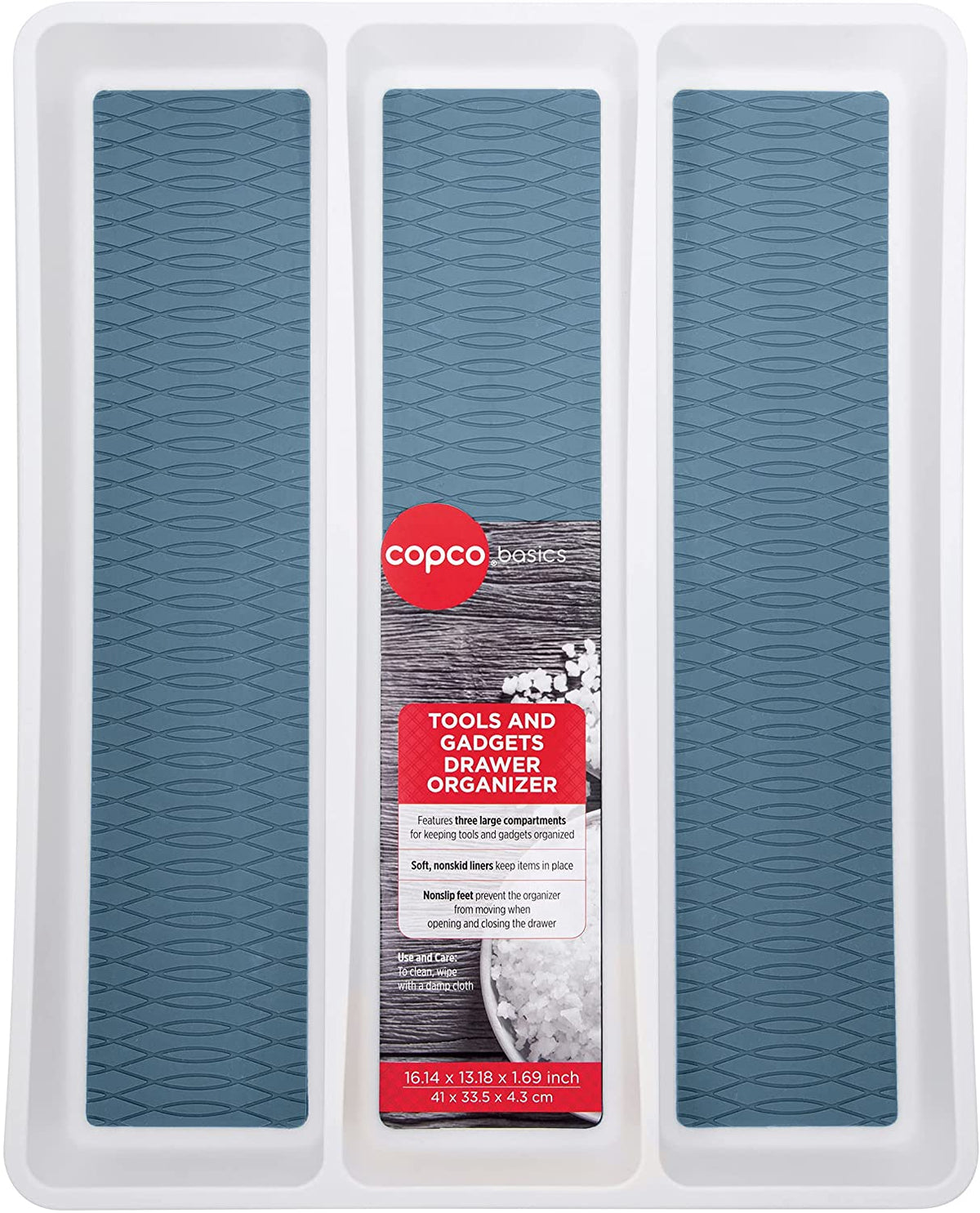 Copco Basics 3 Compartment Drawer Organizer, Faded Denim