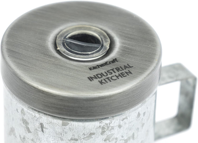 KitchenCraft Industrial Kitchen Galvanised Steel Vintage-Style Salt Shaker, 9 x 7 x 10 cm (3.5" x 3" x 4")