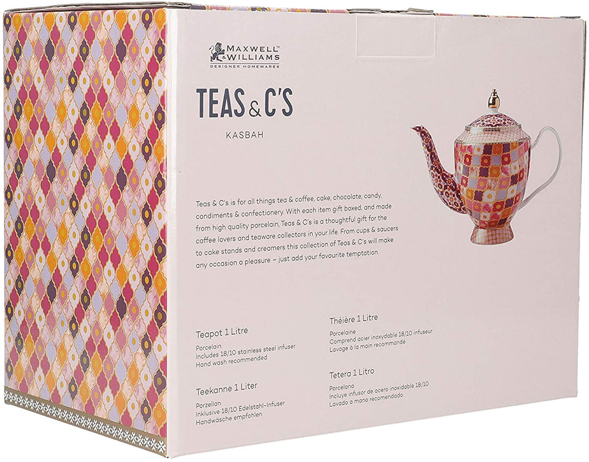 Maxwell & Williams HV0130 Teas & C’s Kasbah Loose Leaf Teapot with Infuser in Gift Box, Porcelain, Rose, 5 Cup (1 Litre)