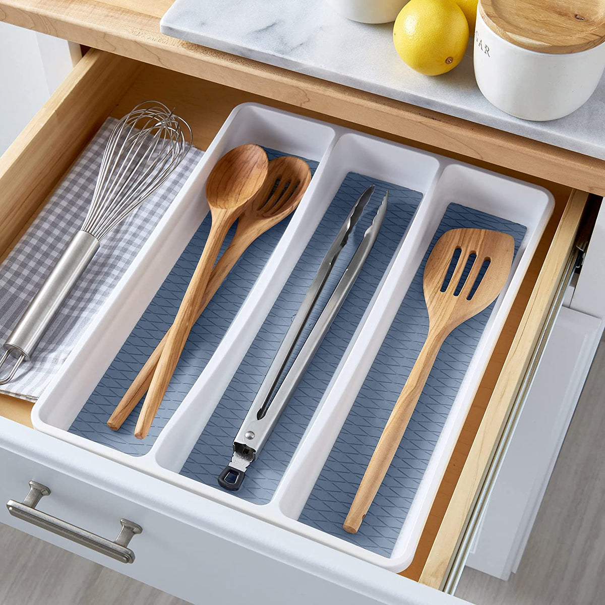 Copco Basics 3 Compartment Drawer Organizer, Faded Denim