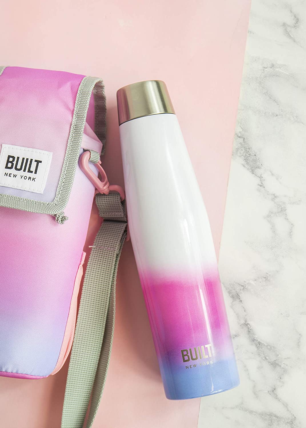 Built Apex Insulated Water Bottle with Leakproof Perfect Seal Lid, Sweatproof 100% Reusable BPA Free 18/8 Stainless Steel Flask, 'Interactive' Design, 540 ml