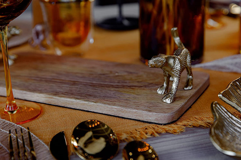 Artesà Rectangular Serving Platter, Mango Wood Board with Leopard Shaped Handles, 32 x 15cm