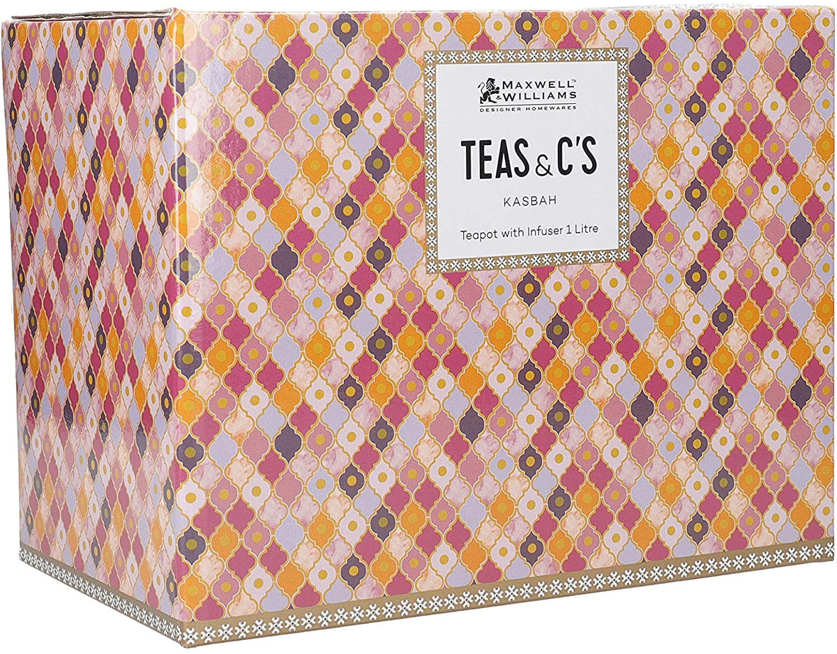 Maxwell & Williams HV0130 Teas & C’s Kasbah Loose Leaf Teapot with Infuser in Gift Box, Porcelain, Rose, 5 Cup (1 Litre)
