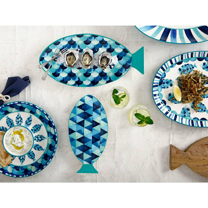 Maxwell & Williams Reef Fish Serving Platter 30cm Blue Triangles