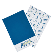KitchenCraft Tea Towels Set, 'Blue Birds' Design, 100% Cotton, White / Blue, 70 x 47 cm, 2 Pieces