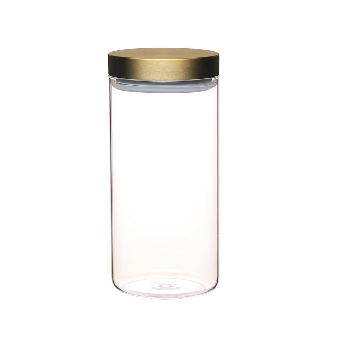 KitchenCraft MasterClass Airtight Glass Food Storage Jar with Brass Lid, Transparent, 1.5 L (2.75 Pints)