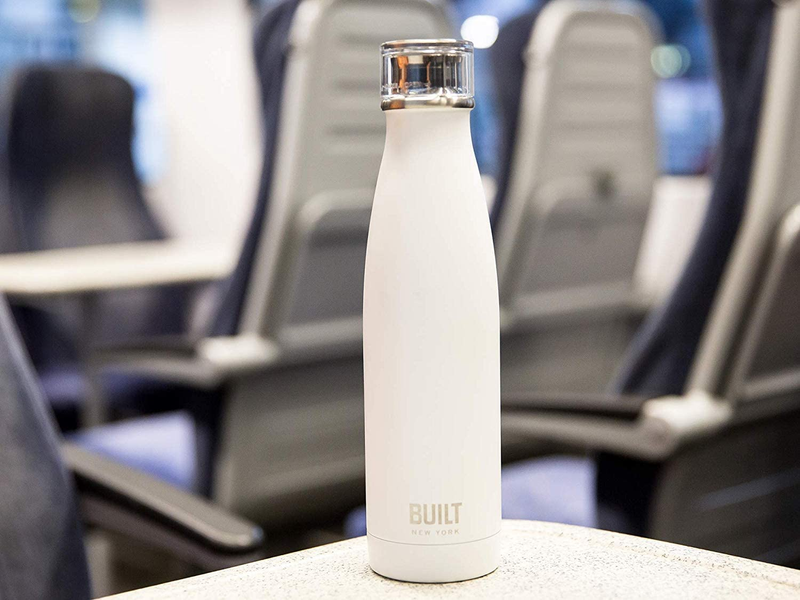 BUILT Insulated Water Bottle/Thermal Flask with Leakproof Cap, Stainless Steel, White, 480 ml