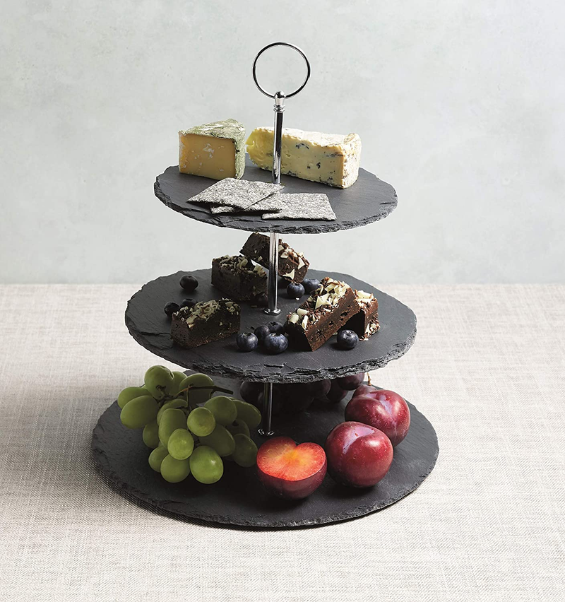 Artesà Three Tier Slate Serving Stand, 28.5x34.5cm, Gift Boxed