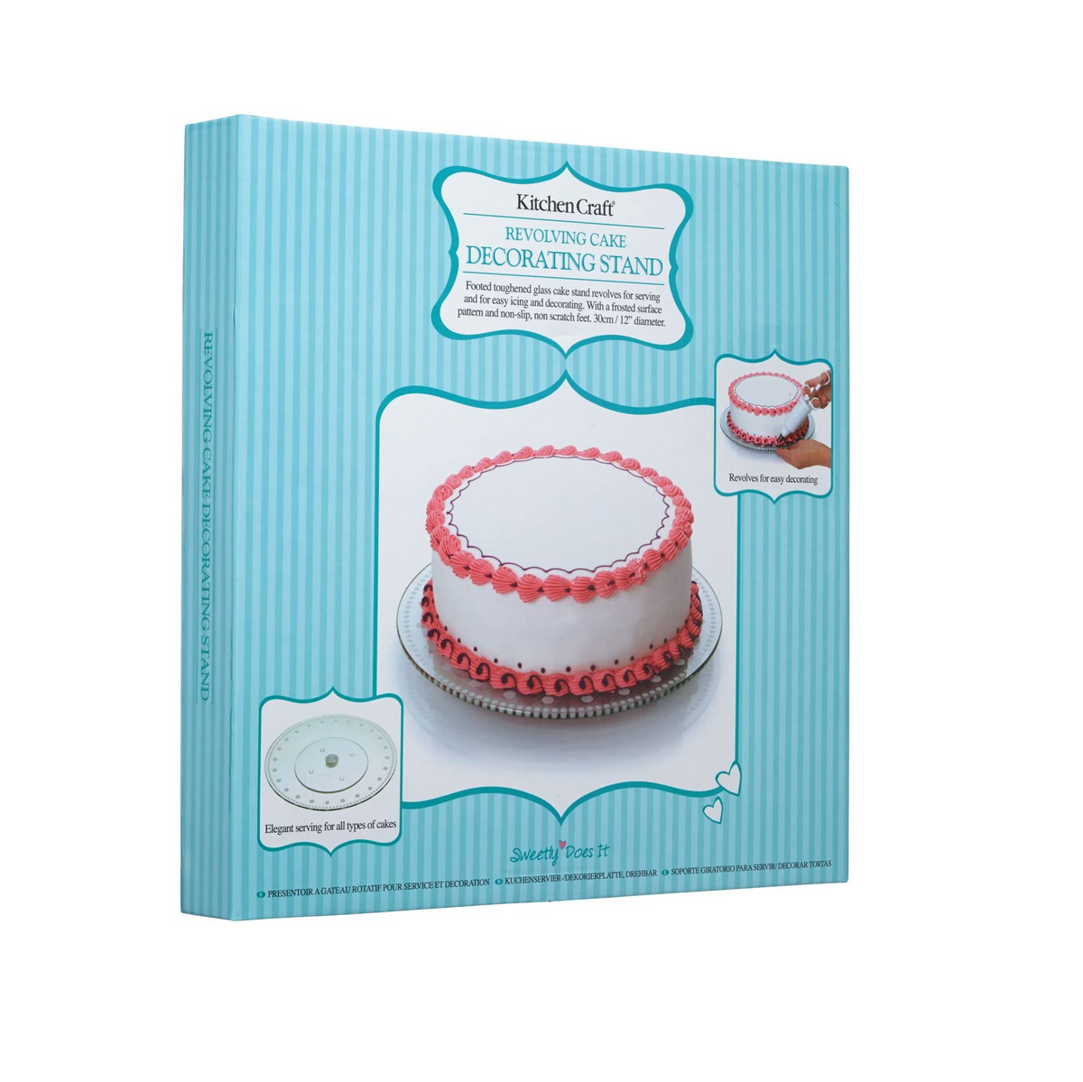 KitchenCraft Sweetly Does It Turntable Cake Stand, Gift Box, Glass, 30 cm