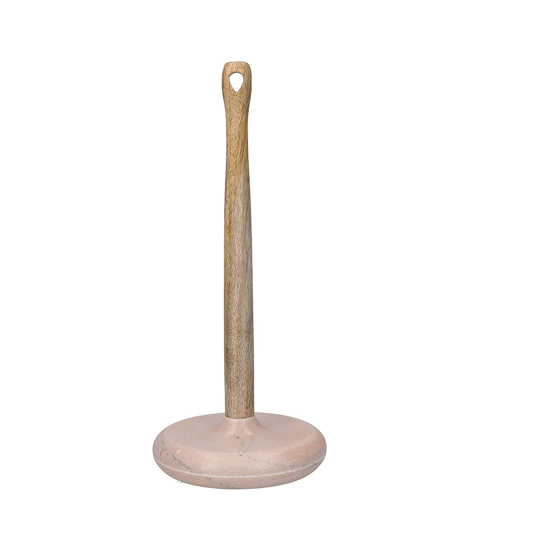 KitchenCraft Serenity Kitchen Towel Holder, Mango Wood/Marble, Brown/Pink, 15 x 36 cm