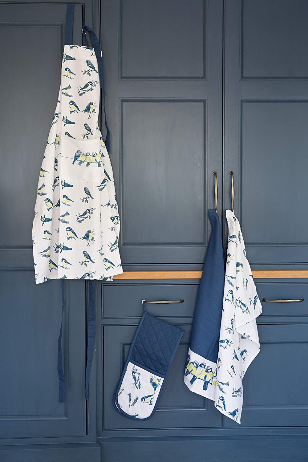 KitchenCraft Tea Towels Set, 'Blue Birds' Design, 100% Cotton, White / Blue, 70 x 47 cm, 2 Pieces