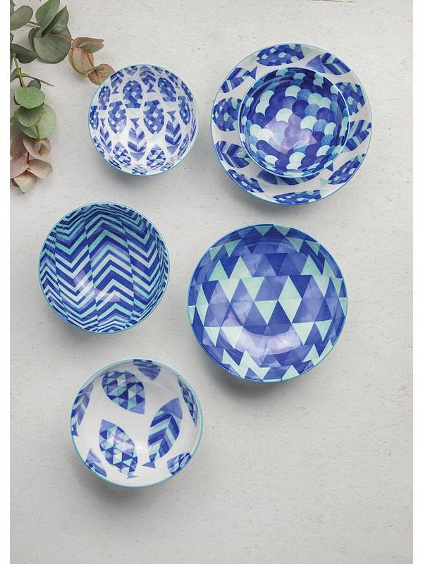 Maxwell & Williams Reef Coupe Bowl 18cm Blue Triangles