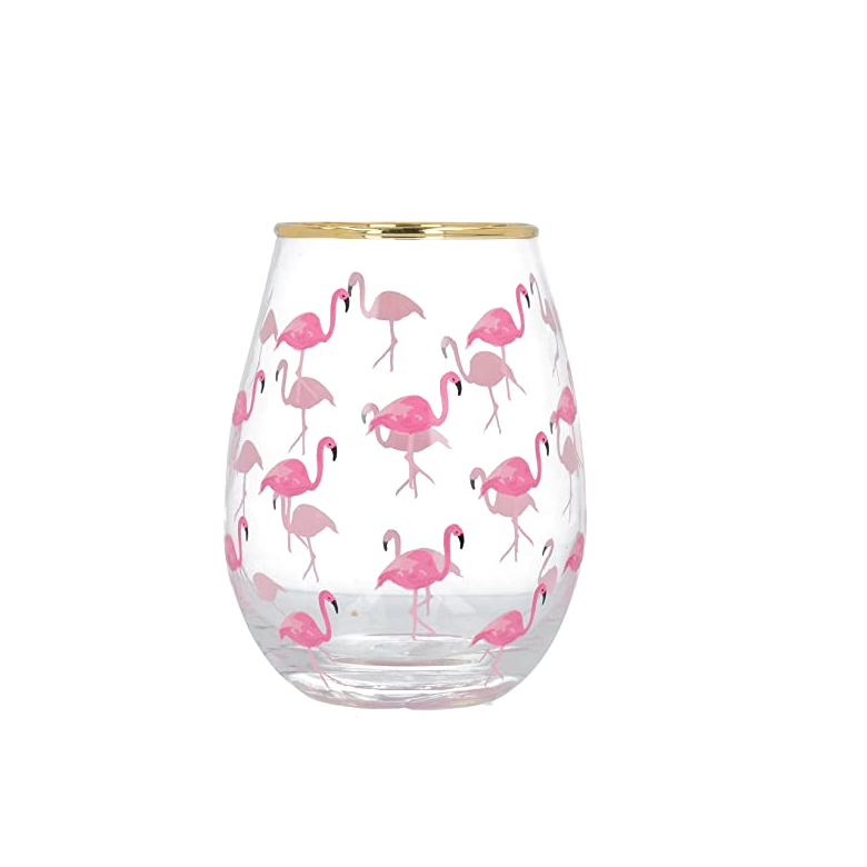 Creative Tops Ava & I 'Flamingo' Decorated Stemless Wine Glass, 590 ml (21 fl oz)