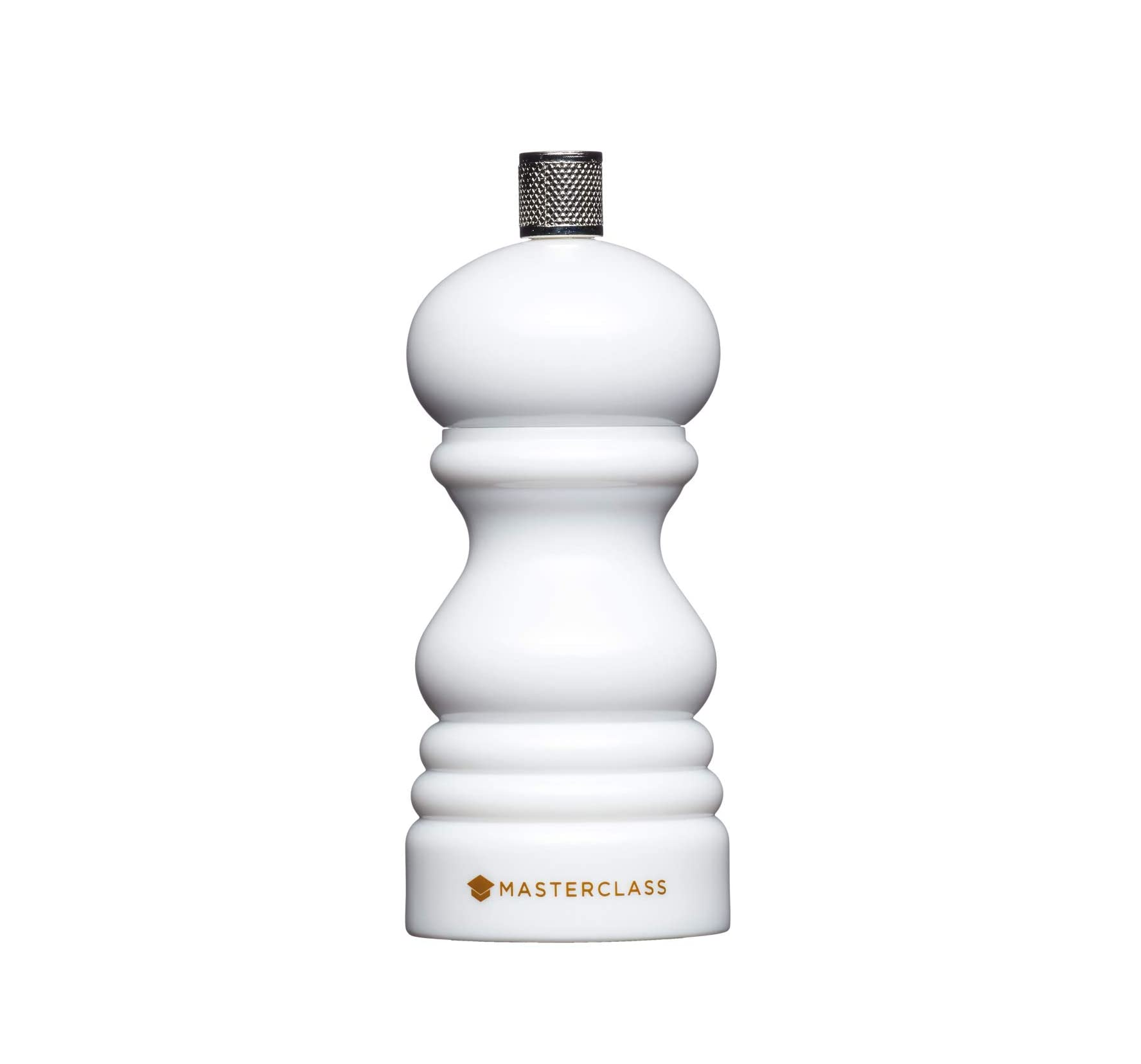 MasterClass Pepper Mill or Salt Grinder with Interchangeable Cap, Plastic, White, 12 cm
