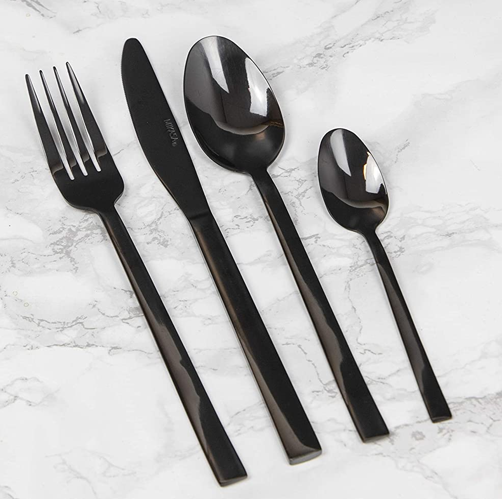 MIKASA Diseno Black Cutlery Set, 16 Pieces