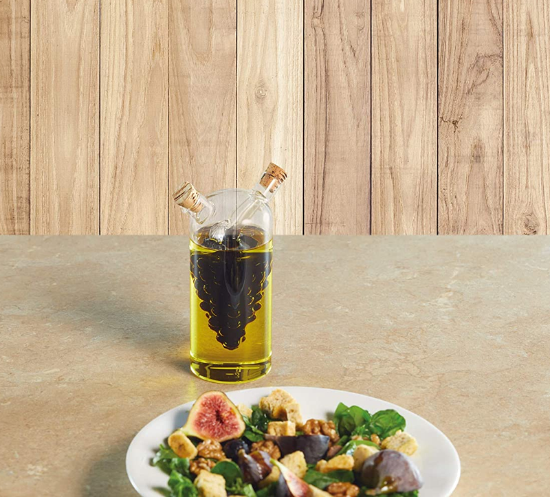 KitchenCraft World of Flavours 2 in 1 Glass Grapes Design Olive Oil Dispenser and Vinegar Bottle