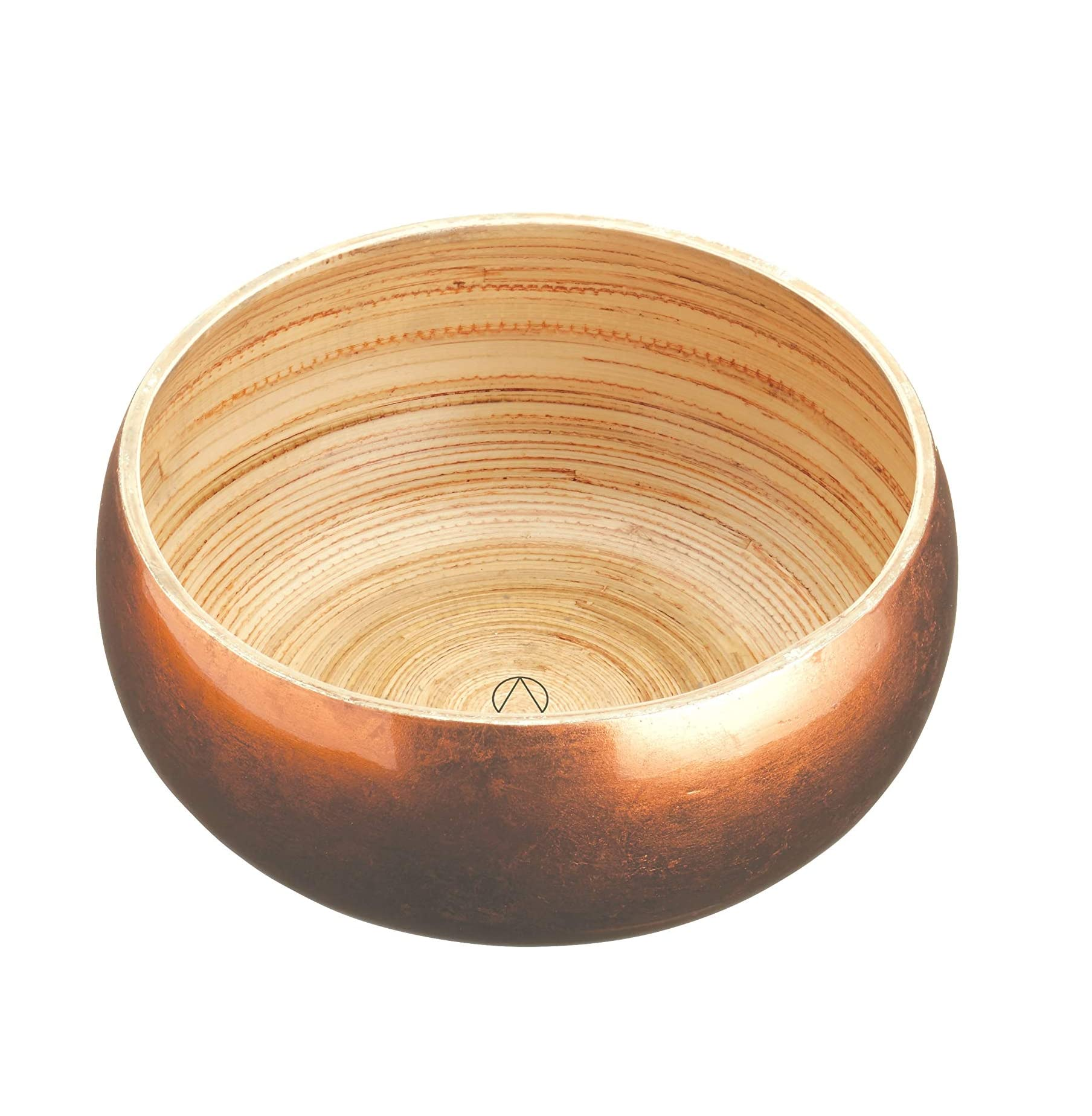 Artesà Copper Finish Bamboo Serving Bowl, 17cm, Labelled