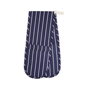 KitchenCraft Double Oven Gloves with 'Butcher's Stripe' Design, Cotton/Polyester, Navy Blue/White, 87 x 18.5 cm