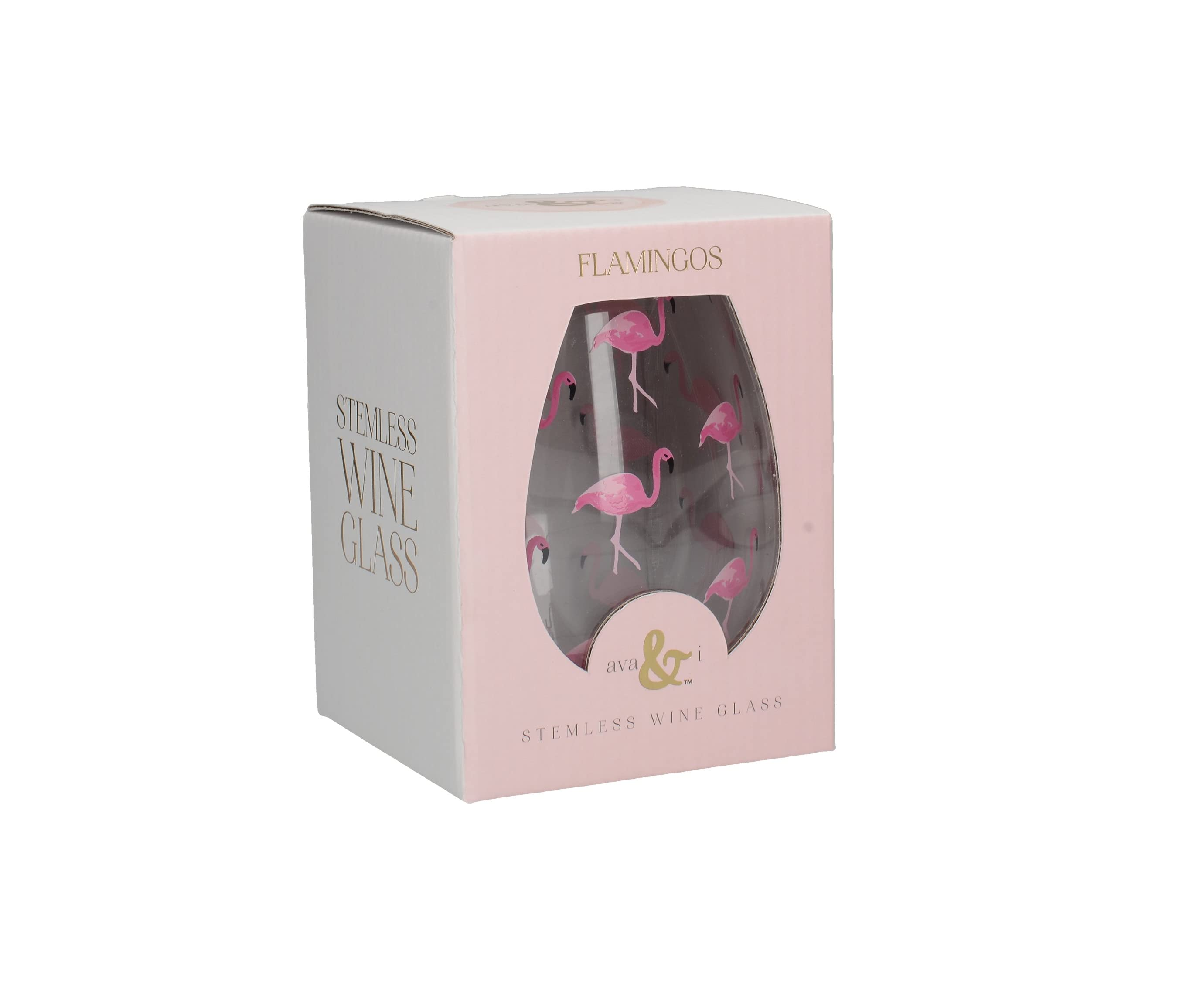 Creative Tops Ava & I 'Flamingo' Decorated Stemless Wine Glass, 590 ml (21 fl oz)