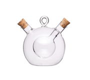 KitchenCraft World of Flavours 2-in-1 Round Olive Oil Dispenser and Vinegar Bottle - Clear Glass