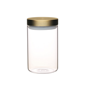 KitchenCraft MasterClass Airtight Glass Food Storage Jar with Brass Lid, Transparent, 1 L (1.75 Pints)