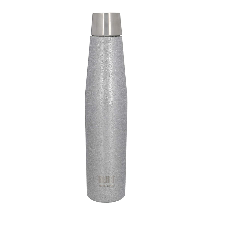 BUILT Apex Insulated Water Bottle w/ Leakproof Perfect Seal Lid, Sweatproof 100 percent Reusable BPA Free 18/10 Stainless Steel Flask, Silver Glitter, 540ml