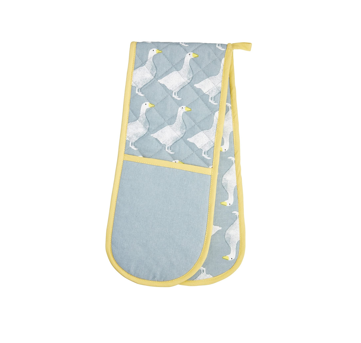 KitchenCraft 100% Cotton 'Goose' Animal-Themed Double Oven Gloves, 86 x 18 cm (34" x 7") - Grey / White