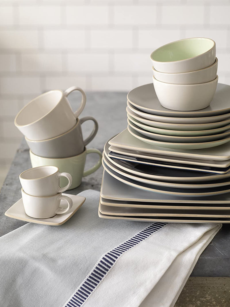MIKASA Gourmet Basics - Coffee Cup and Saucer, Stoneware, Matte Gray