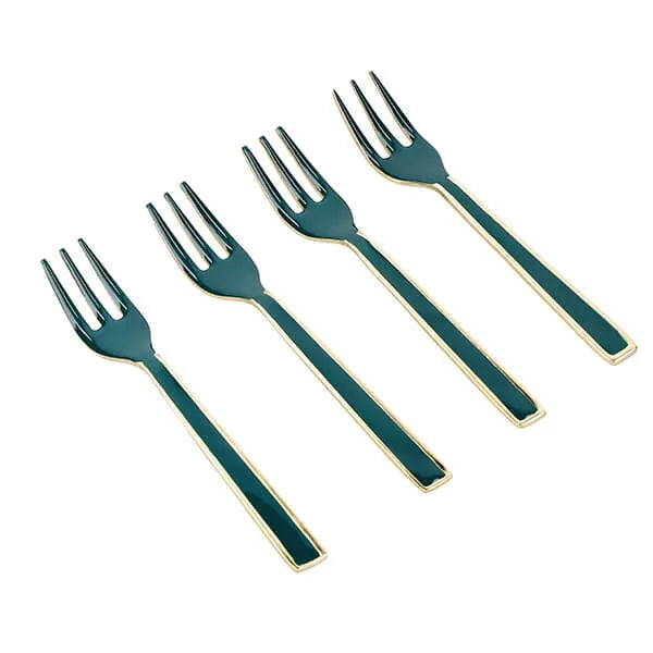 Artesa Enamel Small Serving Forks – Green (Set of 4, 11.5 cm)