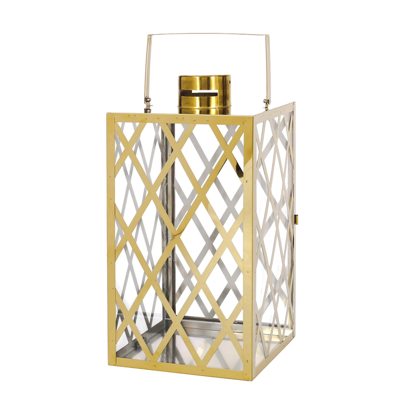 Stainless Steel Outdoor Lantern, Gold