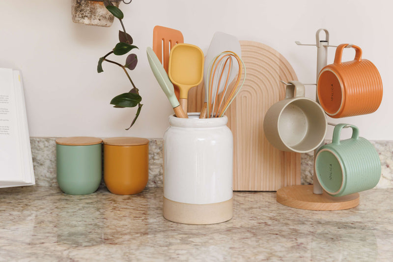 Industrial Kitchen Utensil Holder – Brushed Steel