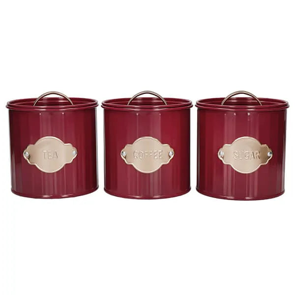 KitchenCraft 3‑Piece Tea, Coffee & Sugar Canister Set – 1 L Each