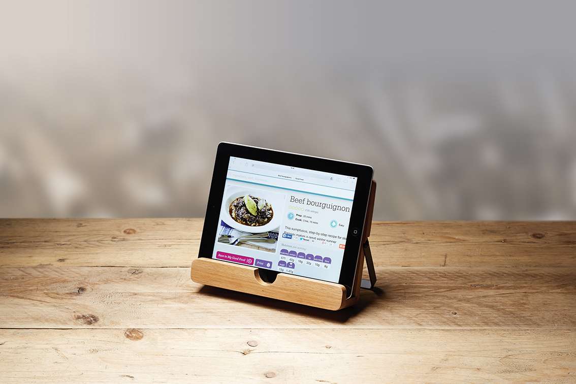 Natural Elements Acacia Wood Cookbook & Tablet Stand