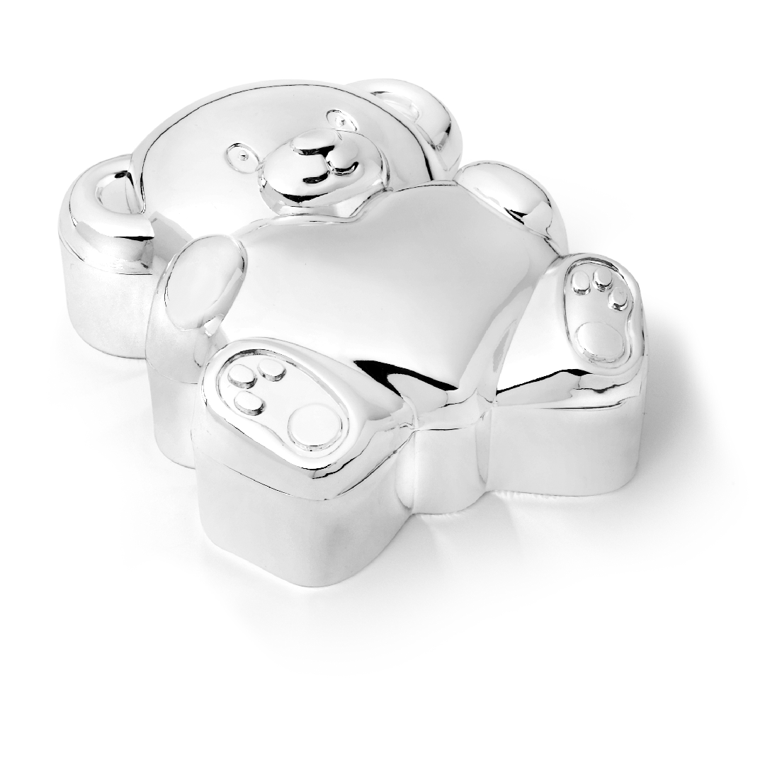 Tooth box Bear with heart silver colour