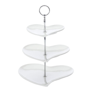 Maxwell & Williams White Basics 3 Tier Cake Stand in Gift Box, Heart Shaped, Porcelain, White