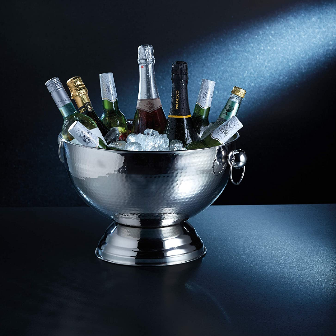 BarCraft Hammered Stainless Steel Champagne Bowl, 37x25cm, Gift Tagged BarCraft Hammered Stainless Steel Champagne Bowl, 37x25cm, Gift Tagged
