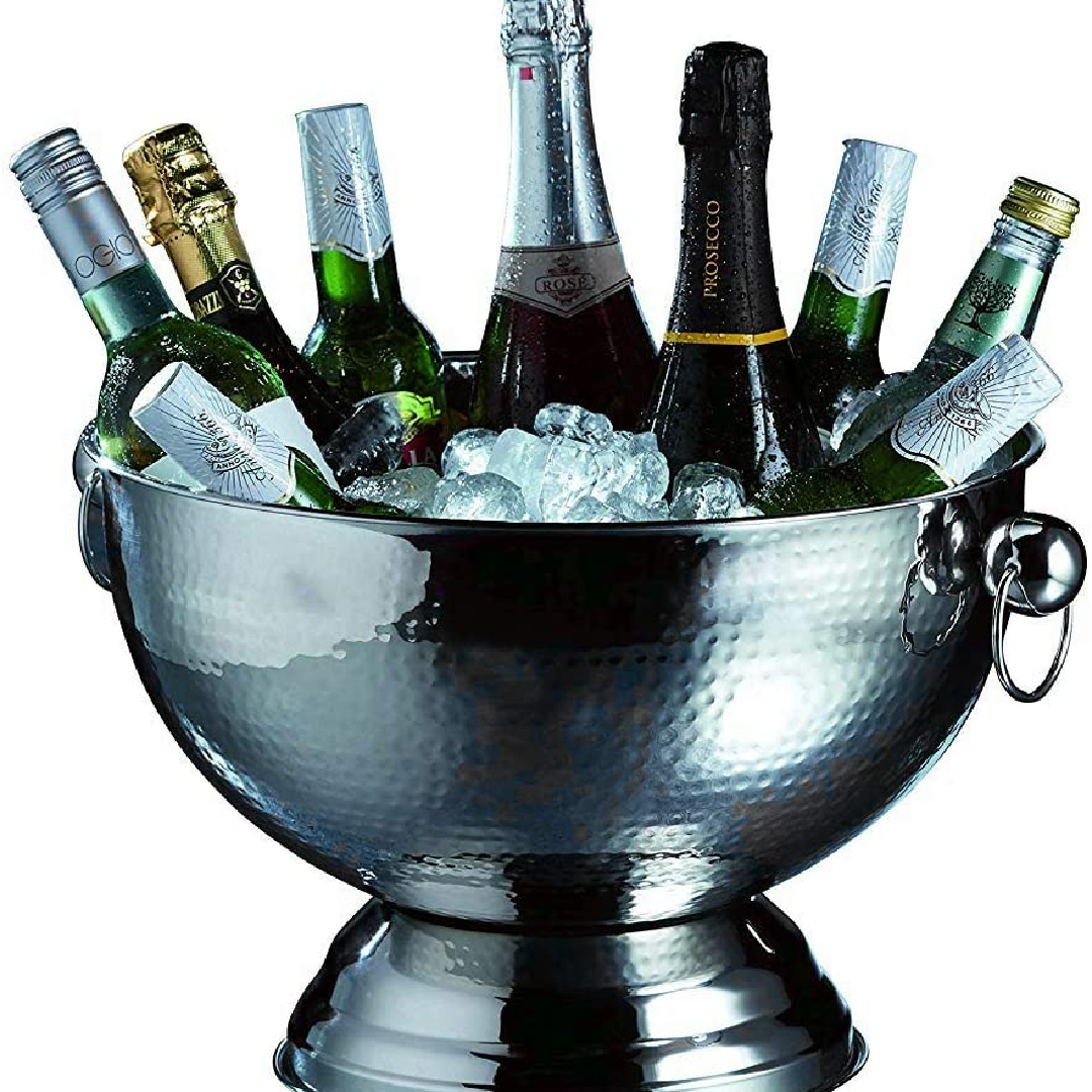 BarCraft Hammered Stainless Steel Champagne Bowl, 37x25cm, Gift Tagged BarCraft Hammered Stainless Steel Champagne Bowl, 37x25cm, Gift Tagged