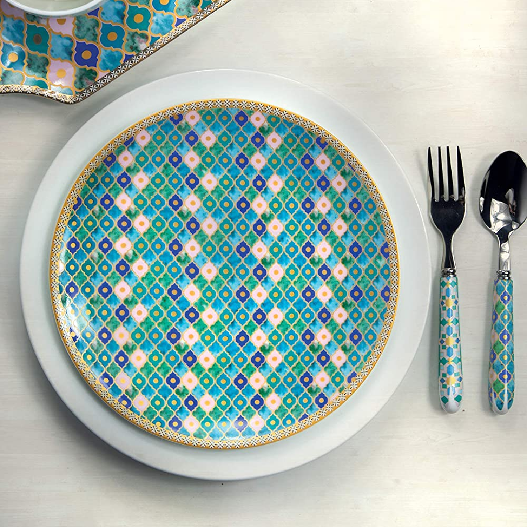 Maxwell & Williams HV0121 Teas & C’s Kasbah Cake Plate in Gift Box, Coupe Style, Porcelain, Mint Green, 19.5 cm