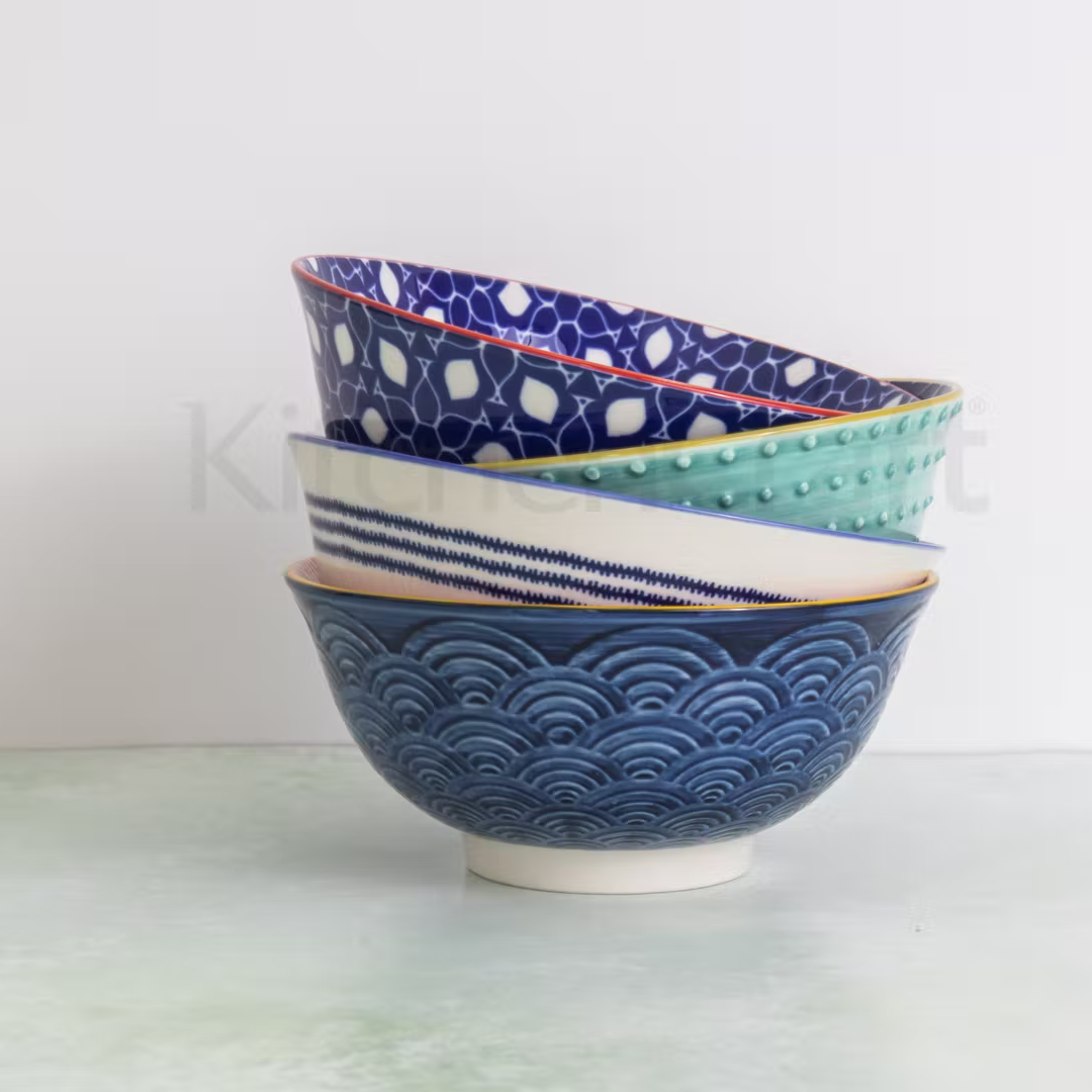 KitchenCraft Bowls, Set of 4, 'Blues' Design