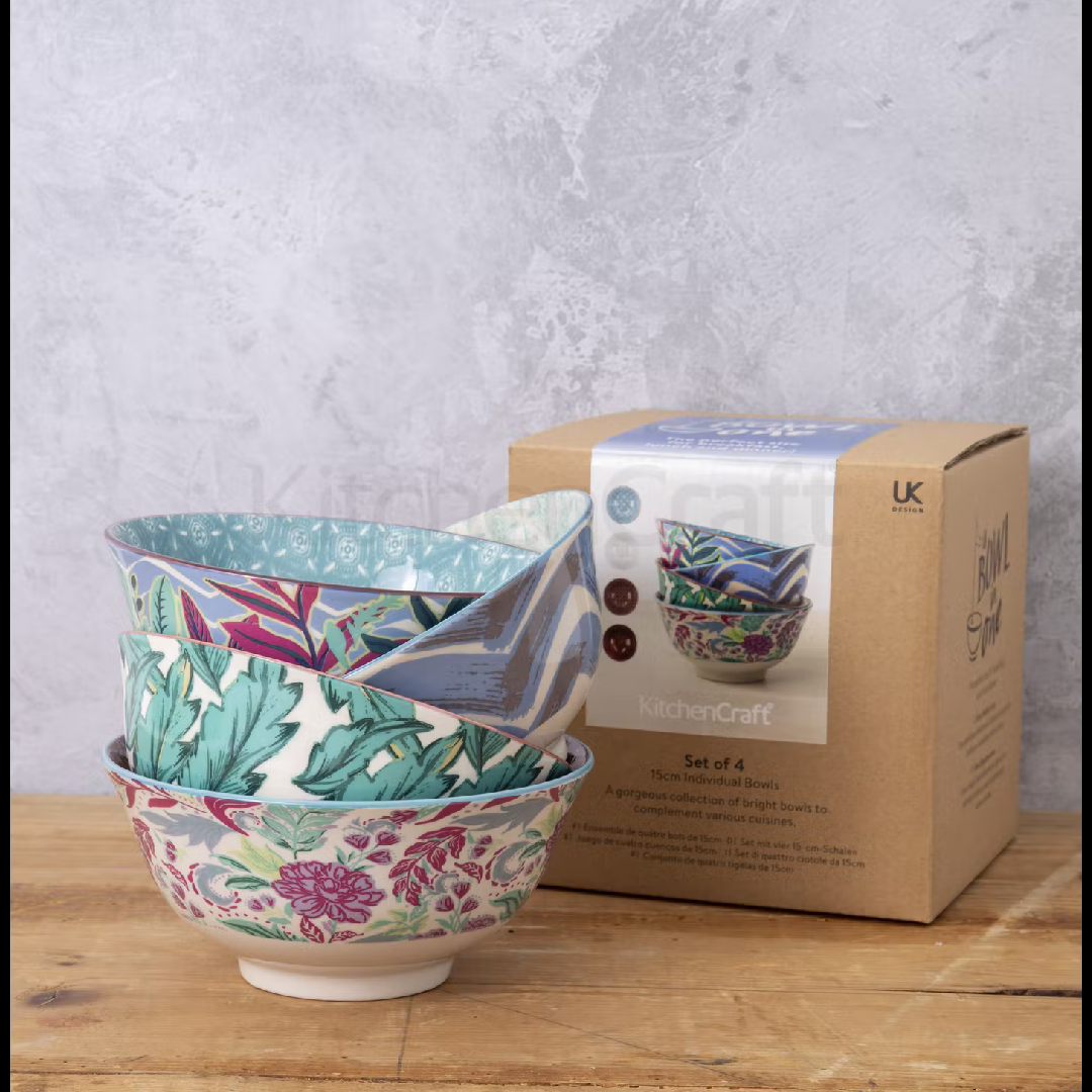 KitchenCraft Bowls, Set of 4, 'Vibrance' Design
