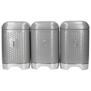 KitchenCraft Lovello Storage Canisters for Tea Coffee and Sugar in Gift Box, Textured Hexagonal Finish, Steel, Shadow Grey