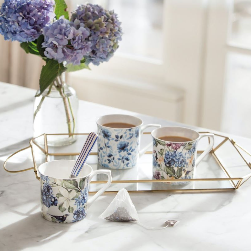 KitchenCraft China 300ml Fluted Mug, Country Floral
