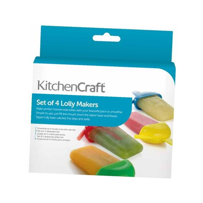 KitchenCraft Ice Lolly Mould with 4 Sipper Handles, BPA Plastic, Multi-Colour
