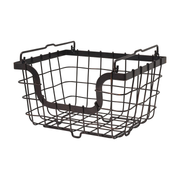 Gourmet Basics by Mikasa General Store Stacking/Nesting Metal Basket, Antique Black -