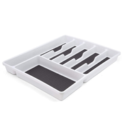 Copco Basics 6 Compartment Drawer Organizer, 15.7-Inch, White and Charcoal Gray