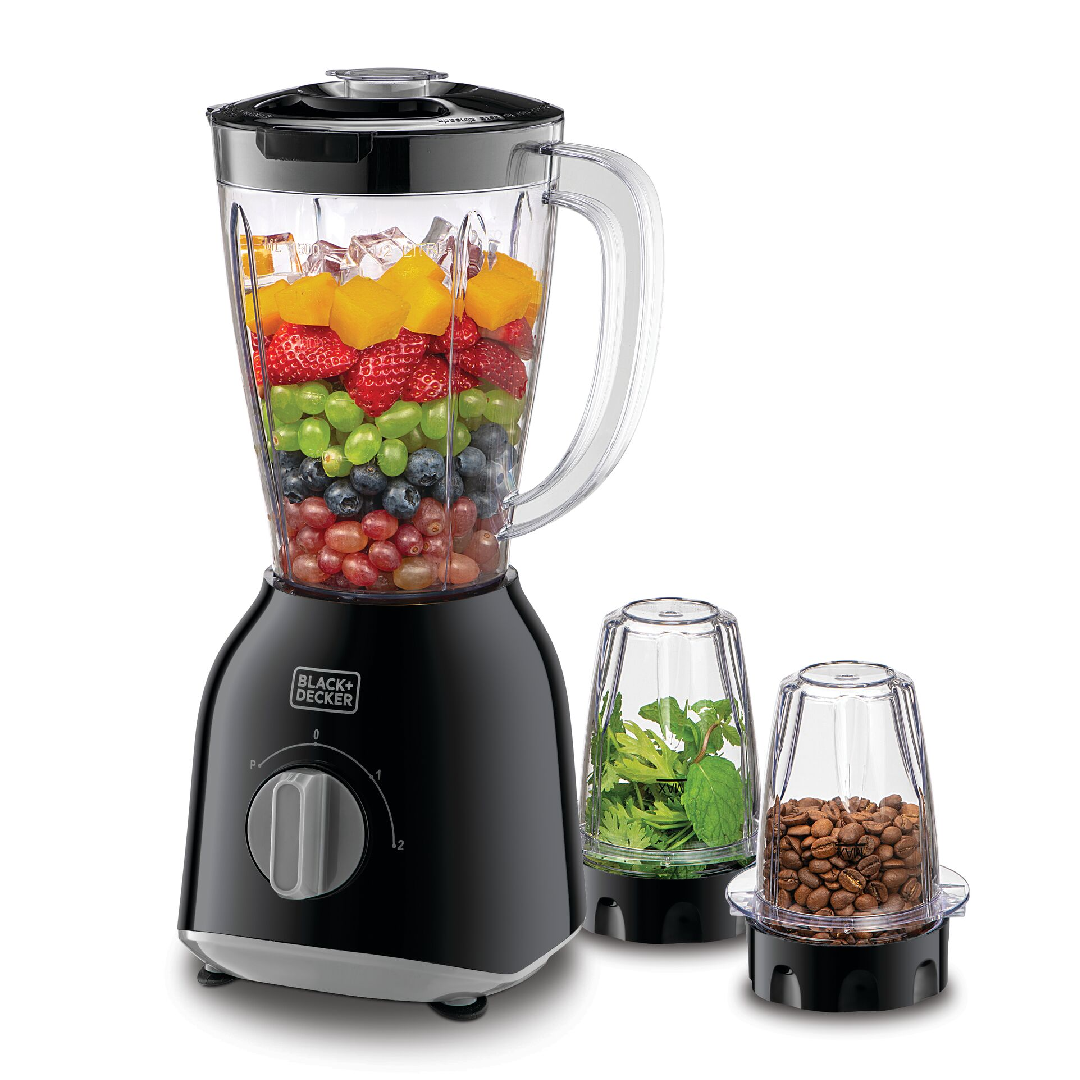BLACK+DECKER 400W 1.5 BLENDER WITH 2 X GRINDER MILLS, BLACK - BX365-B5