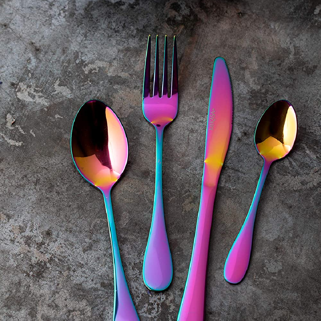 Mikasa Iridescent Cutlery Set in Gift Box, Stainless Steel, 16 Pieces (Service for 4)