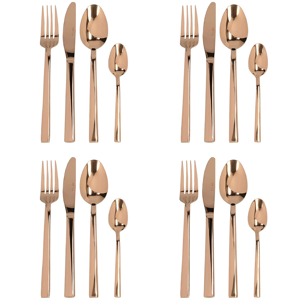 Mikasa C000391 16 Piece Stainless Steel Copper Cutlery Set